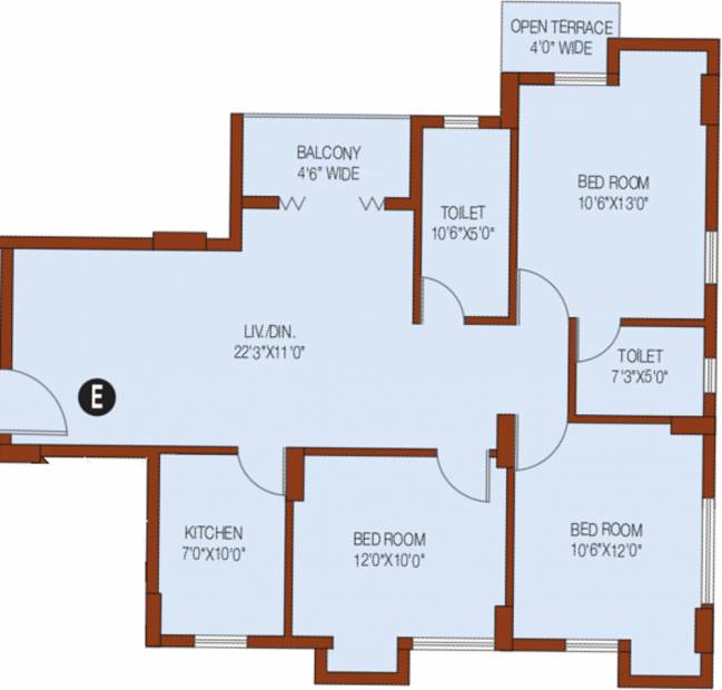 Unimark Riviera (3BHK+2T (1,387 sq ft) 1387 sq ft)