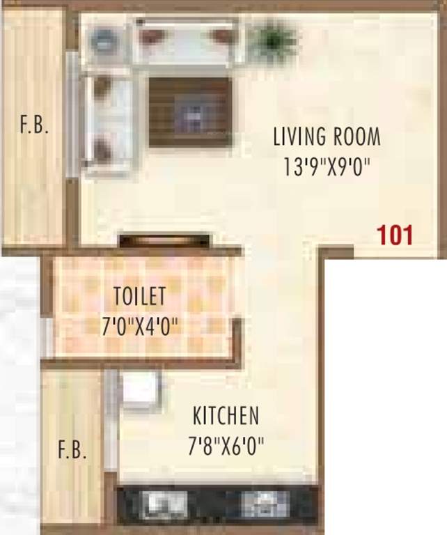 Raj Orchid (1RK+1T (375 sq ft) 375 sq ft)