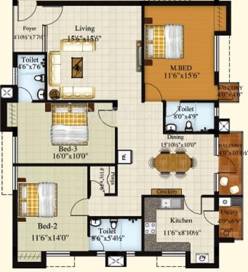 Royal Srishti (3BHK+3T (1,847 sq ft) 1847 sq ft)