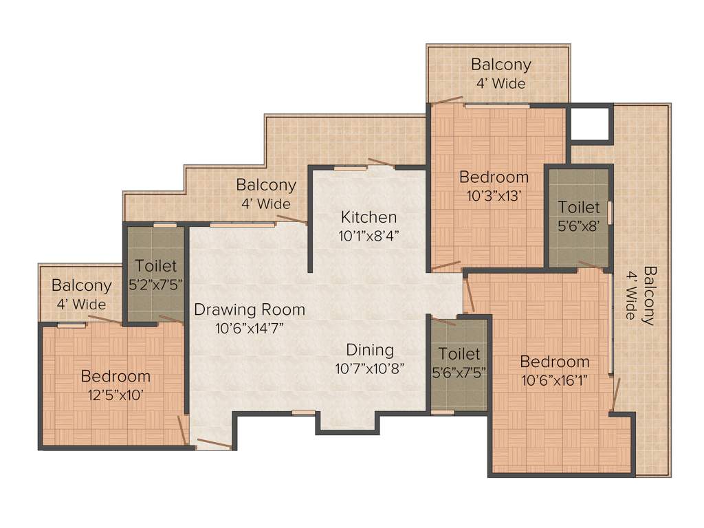 Gaursons Gaur Grandeur (3BHK+3T (1,739 sq ft) 1739 sq ft)