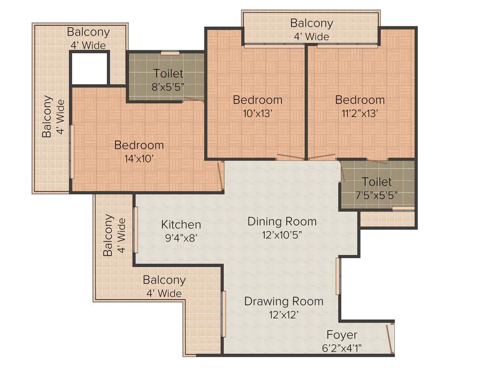 Gaursons Gaur Grandeur (3BHK+2T (1,625 sq ft) 1625 sq ft)