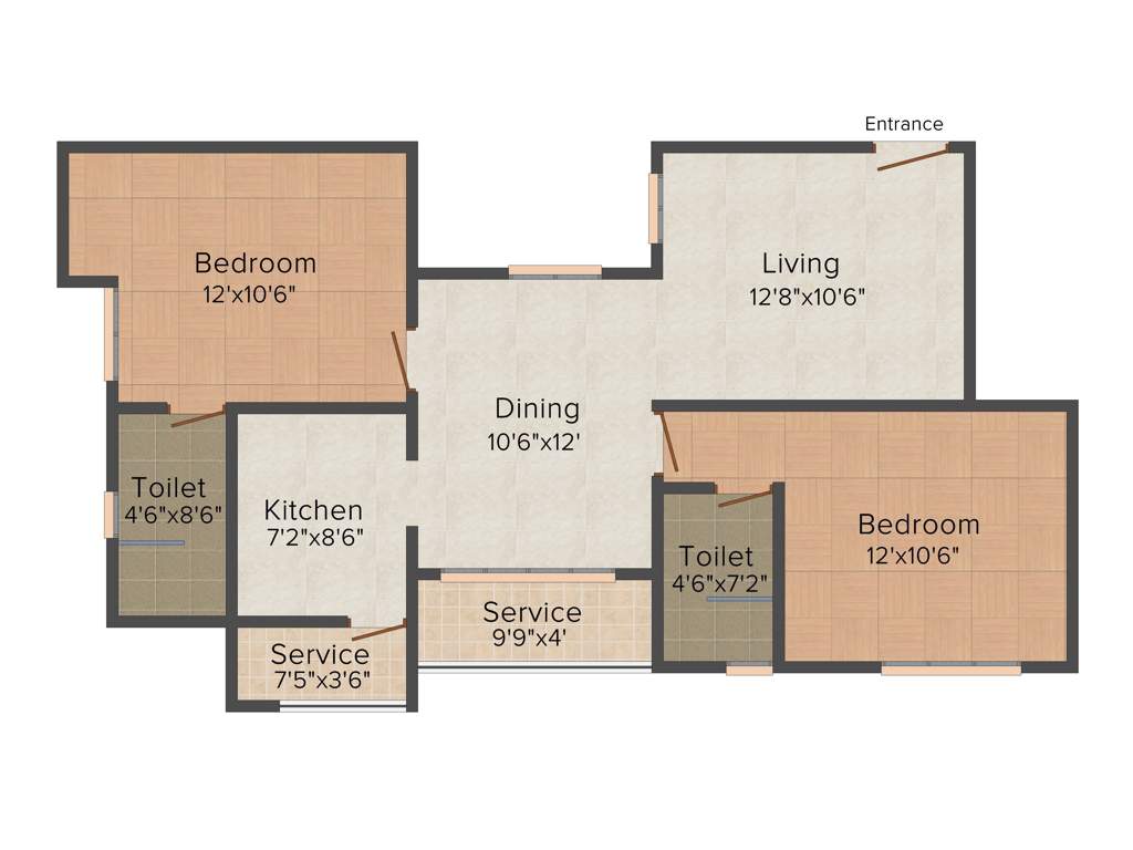 Kgeyes 7Th Avenue (2BHK+2T (1,098 sq ft) 1098 sq ft)