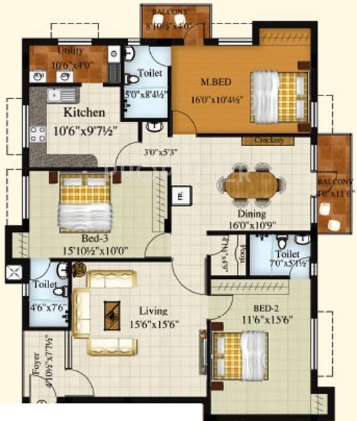 Royal Srishti (3BHK+3T (1,854 sq ft) 1854 sq ft)