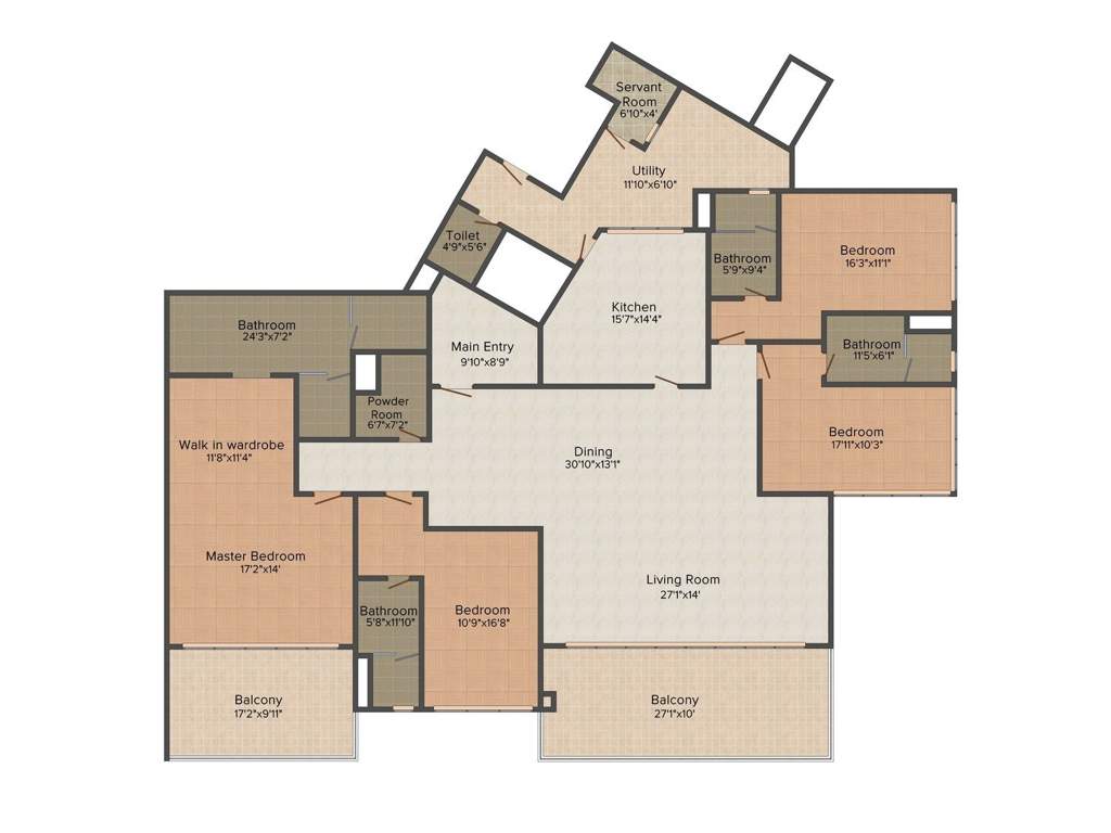Embassy Lake Terraces (4BHK+4T (4,400 sq ft)   Servant Room 4400 sq ft)