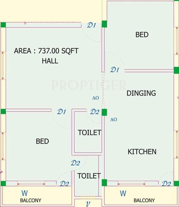 LS Avenue (2BHK+2T (942 sq ft) 942 sq ft)
