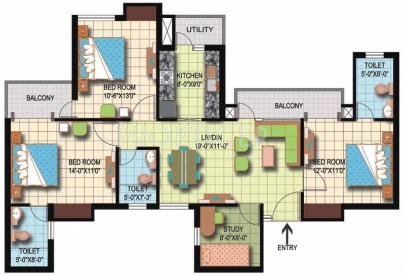 Amrapali Silicon City (3BHK+3T (1,475 sq ft)   Study Room 1475 sq ft)