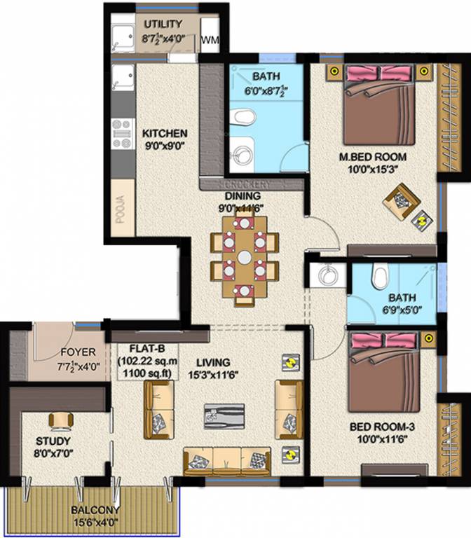Gatala Sukriti (2BHK+2T (1,100 sq ft) + Study Room 1100 sq ft) Gatala Sukriti (2BHK+2T (1,100 sq ft) + Study Room 1100 sq ft)