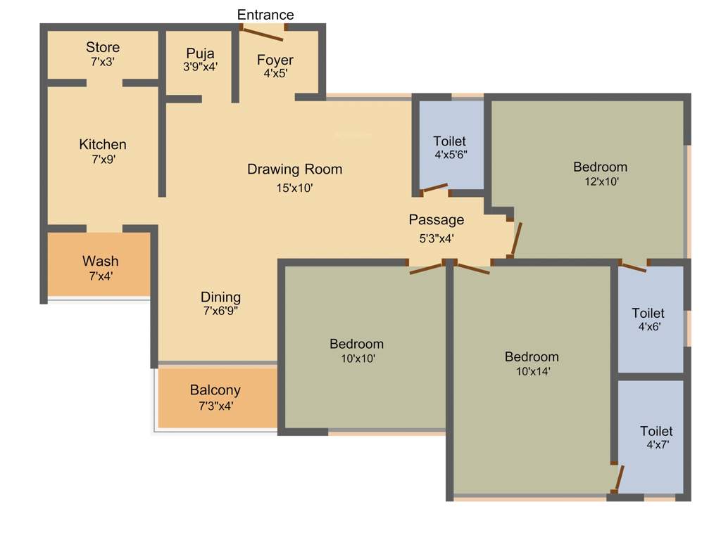 Rajyash Riverium (3BHK+3T (880 sq ft) + Pooja Room 880 sq ft)