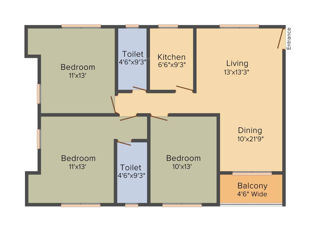 Unimark Unimark Springfield (3BHK+2T (1,410 sq ft) 1410 sq ft)