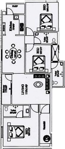 Man Gateway (3BHK+3T (1,222 sq ft) 1222 sq ft)
