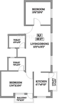 Antony Glint (2BHK+2T (886 sq ft) 886 sq ft) Antony Glint (2BHK+2T (886 sq ft) 886 sq ft)