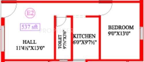 Antony Coral Sands (1BHK+1T (537 sq ft) 537 sq ft)