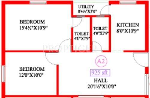Antony Coral Sands (2BHK+2T (925 sq ft) 925 sq ft)