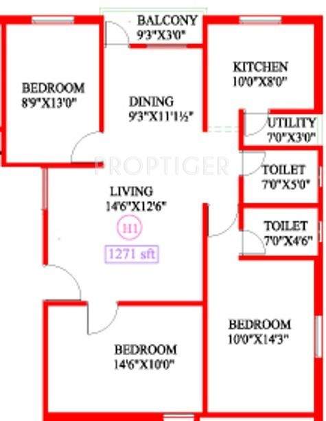 Antony Coral Sands (3BHK+2T (1,271 sq ft) 1271 sq ft)