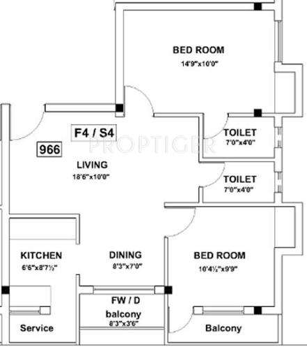 Majestic Yogam (2BHK+2T (951 sq ft) 951 sq ft)