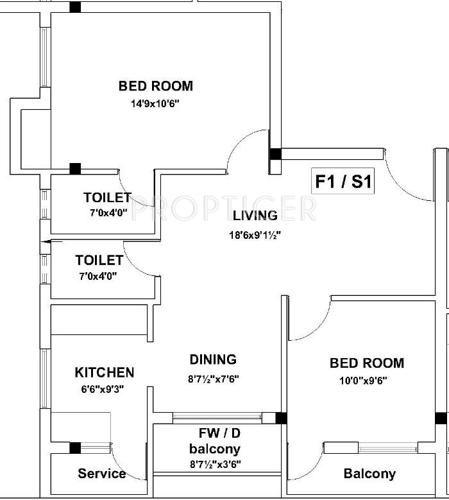 Majestic Yogam (2BHK+2T (951 sq ft) 951 sq ft)