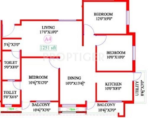 Antony Trend (3BHK+2T (1,251 sq ft) 1251 sq ft)