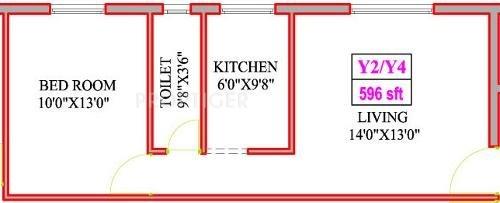 Antony Park Wood 2 (1BHK+1T (596 sq ft) 596 sq ft)