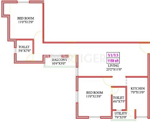 Antony Park Wood 2 (2BHK+2T (1,159 sq ft) 1159 sq ft) Antony Park Wood 2 (2BHK+2T (1,159 sq ft) 1159 sq ft)