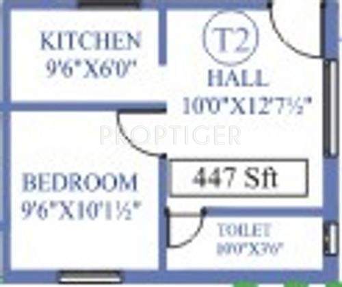 Antony Park Wood 1 (1BHK+1T (447 sq ft) 447 sq ft)