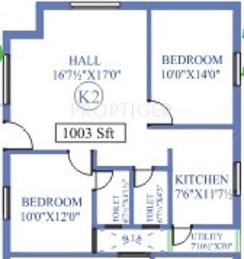 Antony Park Wood 1 (2BHK+2T (1,003 sq ft) 1003 sq ft)