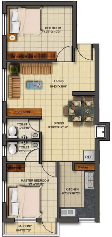 Athreya Sahishnu (2BHK+2T (858 sq ft) 858 sq ft)
