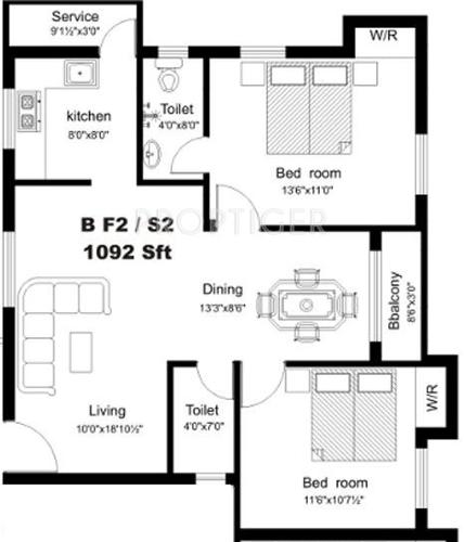 Majestic Swastik (2BHK+2T (1,092 sq ft) 1092 sq ft)