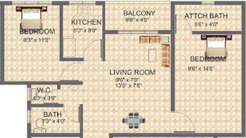 Tirupati Kalash (2BHK+2T (907 sq ft) 907 sq ft)
