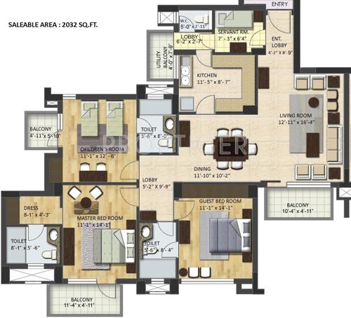 BPTP Park Grandeura (3BHK+3T (2,032 sq ft)   Servant Room 2032 sq ft)