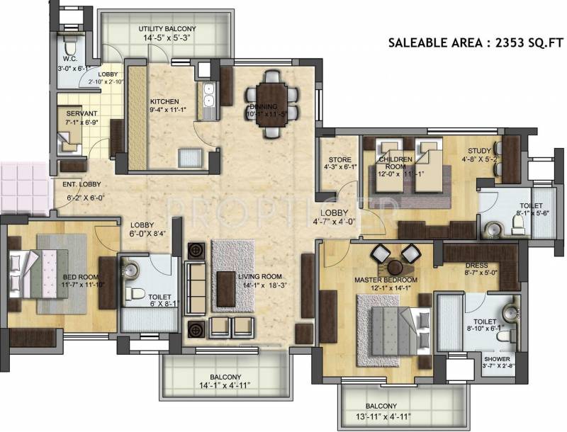 BPTP Park Grandeura (3BHK+3T (2,353 sq ft) + Study Room 2353 sq ft)