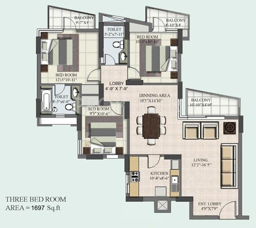 BPTP Princess Park (3BHK+2T (1,697 sq ft) 1697 sq ft)