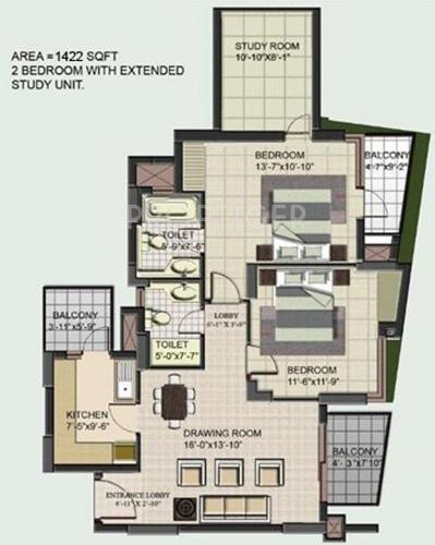 BPTP Princess Park (2BHK+2T (1,422 sq ft)   Study Room 1422 sq ft)