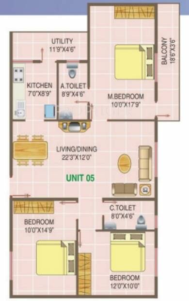 Chattels Murari Orchids (3BHK+2T (1,446 sq ft) 1446 sq ft)