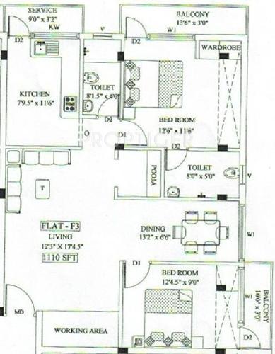 Subiksha Sri Sairam (2BHK+2T (1,100 sq ft) 1100 sq ft)