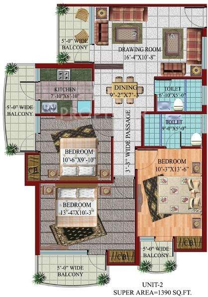 Shriram Shri Ram Heights (3BHK+2T (1,390 sq ft) 1390 sq ft)