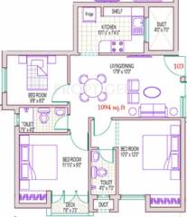 Subiksha Milestone (3BHK+2T (1,094 sq ft) 1094 sq ft) Subiksha Milestone (3BHK+2T (1,094 sq ft) 1094 sq ft)