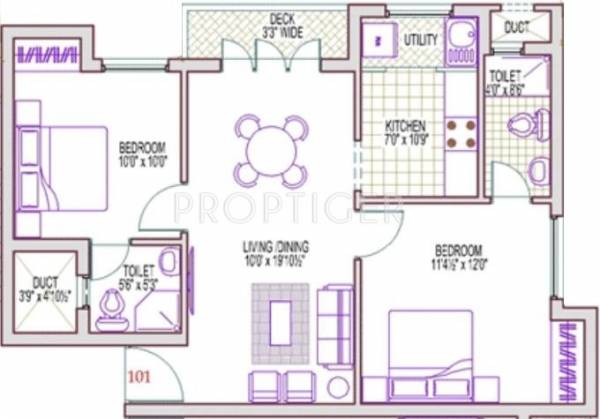 Subiksha Trident (2BHK+2T (908 sq ft) 908 sq ft)