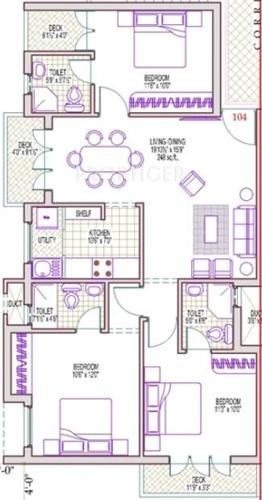 Subiksha Trident (3BHK+3T (1,000 sq ft) 1000 sq ft)