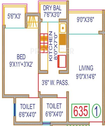 Ostwal Ostwal Height (1BHK+2T (635 sq ft) 635 sq ft)