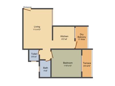 Impact Imperial (1BHK+1T (615 sq ft) 615 sq ft)