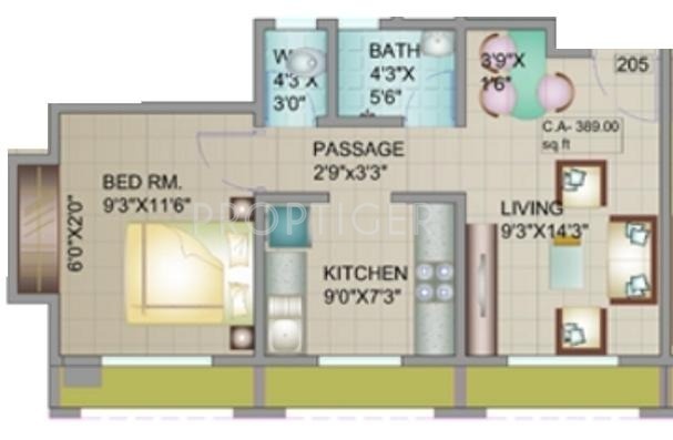 Mayfair Primrose (1BHK+1T (389 sq ft) 389 sq ft)