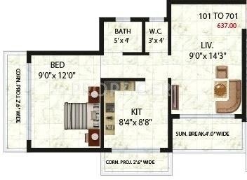 Satyam Pride (1BHK+1T (637 sq ft) 637 sq ft)