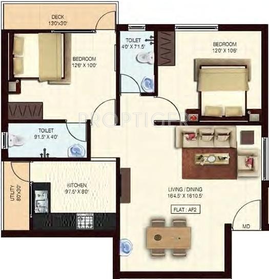 Colorhomes Florencia (2BHK+2T (1,048 sq ft) 1048 sq ft)