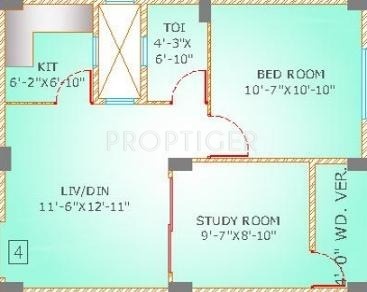 Team Kabya (1BHK+1T (663 sq ft) + Study Room 663 sq ft)
