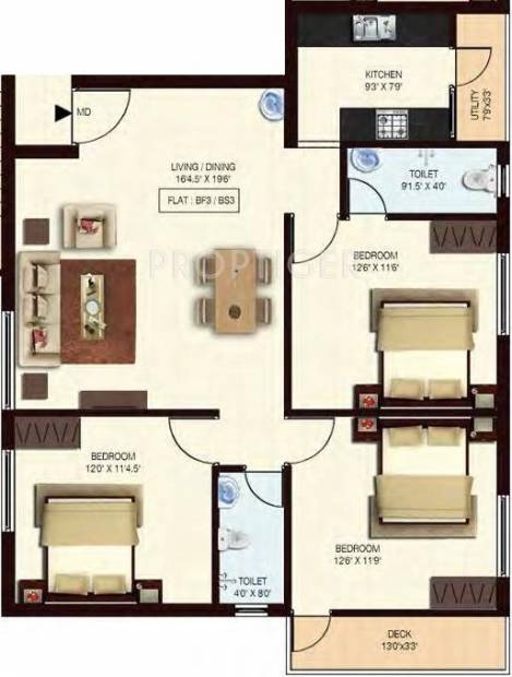 Colorhomes Florencia (3BHK+2T (1,351 sq ft) 1351 sq ft)