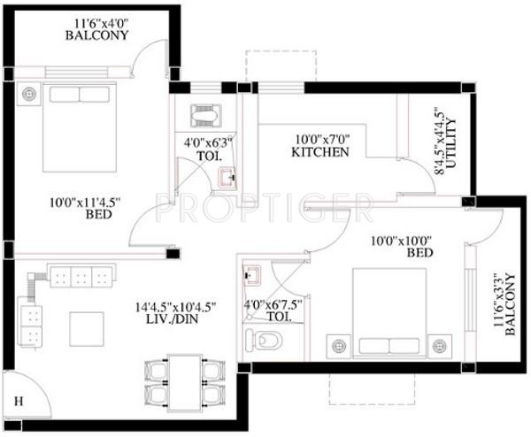 Poomalai Lakshita (2BHK+2T (881 sq ft) 881 sq ft)