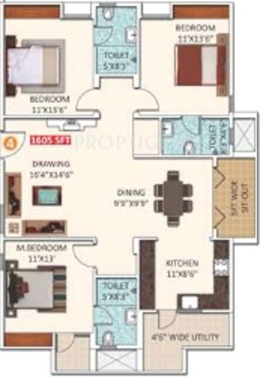 Jeevan Exotica (3BHK+3T (1,605 sq ft) 1605 sq ft)