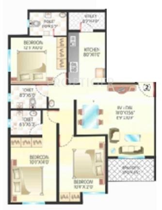 Cosmos Merry Park (3BHK+3T (972 sq ft) 972 sq ft)