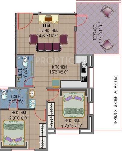 Khivansara Shubham Terraces (2BHK+2T (928 sq ft) 928 sq ft)