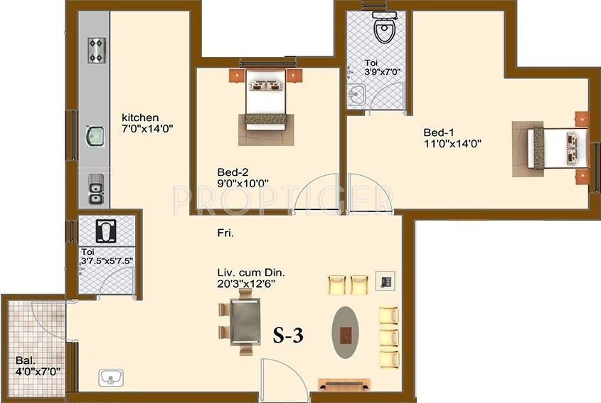 Annai Sukriti (2BHK+2T (896 sq ft) 896 sq ft)